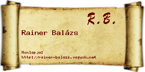 Rainer Balázs névjegykártya